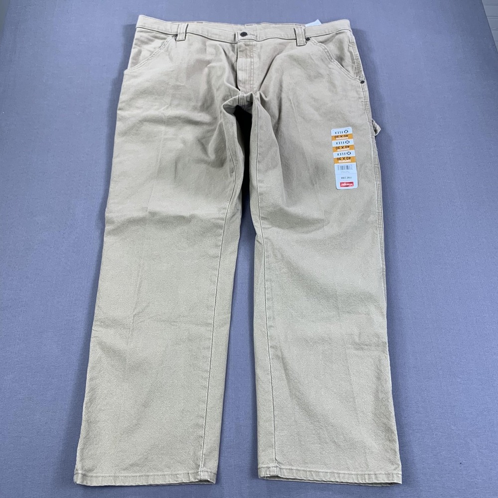 Wrangler Carpenter Pant Mens 40x30 Khaki Five Star Flex Workwear Hammer Loop NEW